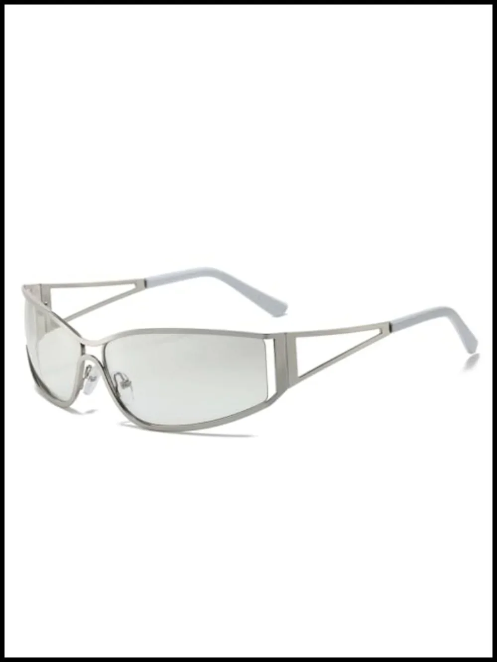 Y2K Oval Metal Frame Wrap Around Sunglasses UV400 Protection